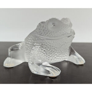 Lalique France Crystal Gregoire Frog Toad Figurine Signed LARGE!